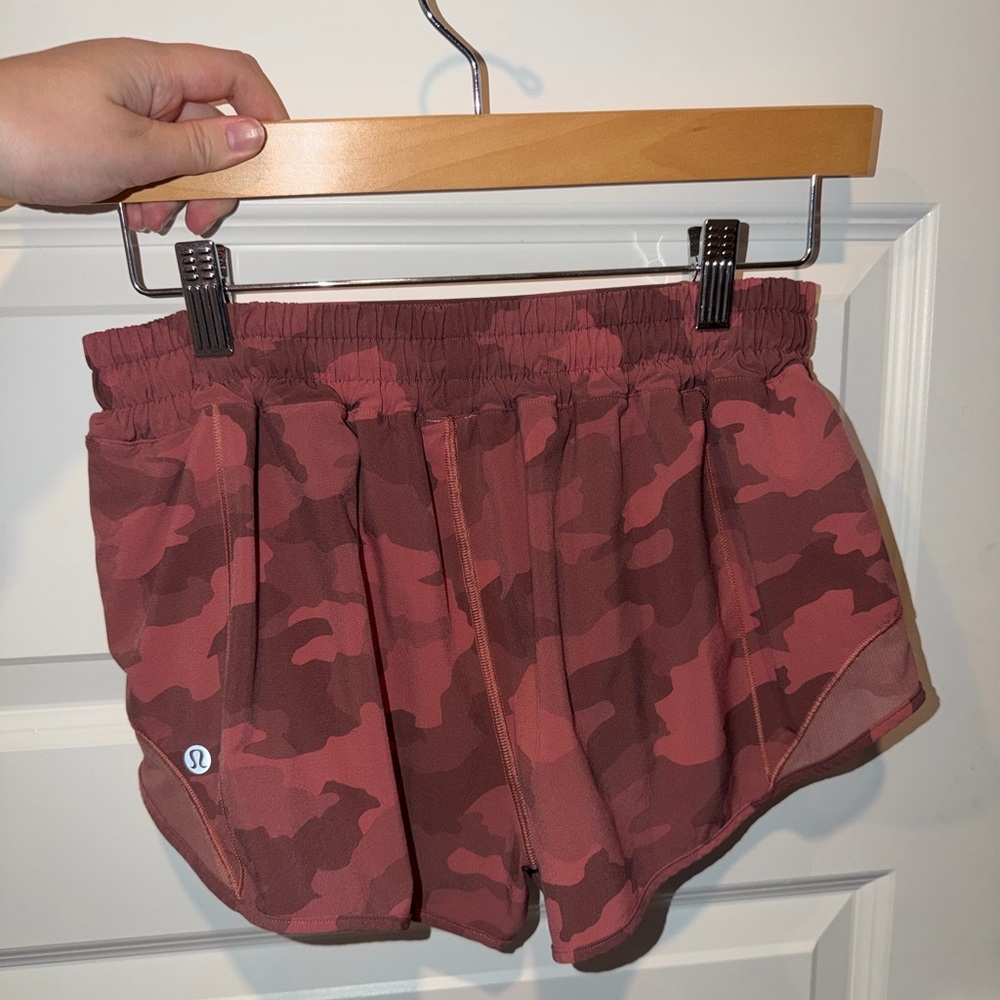 Lululemon Pink Camo Hotty Hot Shorts